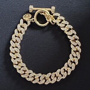Talbots NWOT goldtone & crystal Cuban link bracelet. Toggle closure and tagged